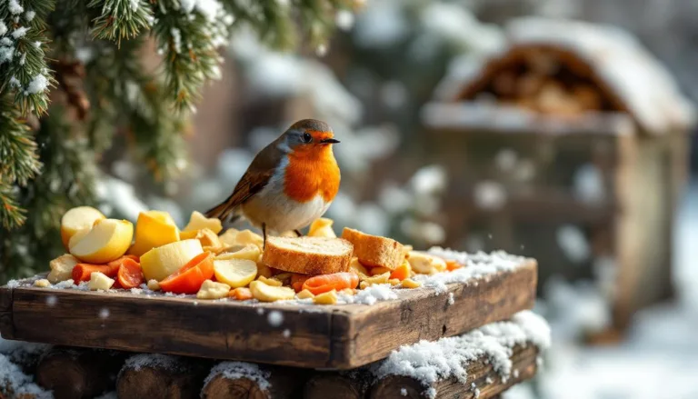 entdecken sie, wie sie mit einfachen küchenresten im winter rotkehlchen anlocken können. nachhaltige fütterungstipps für vogelfreunde.